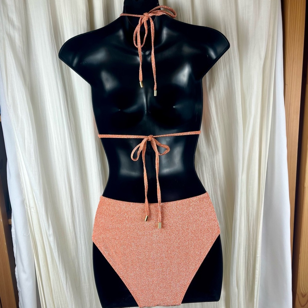 Monday Swimwear NWT Sun-kissed Shimmer Palma Top & Seychelles Bottoms Bikini Set - Picture 2 of 8